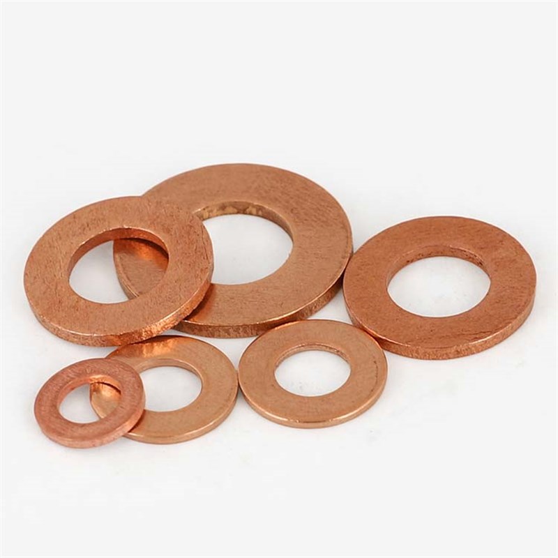 T2紫铜六角螺母紫铜平垫圈螺丝帽弹垫介子M3M4M5M6LM8M10M12M14M1