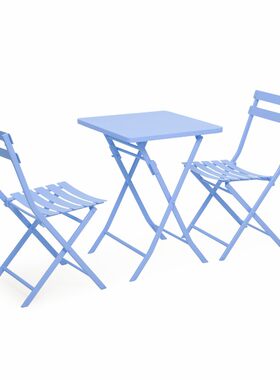 阳台铁艺折叠小桌椅网红抖音三件套组合室外露台庭院休闲茶几餐桌