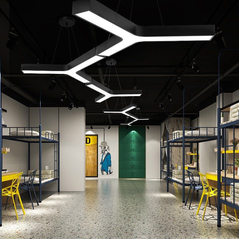 工业风led商场超市瑜伽馆吊灯Y型灯办公照明异型灯拼接三叉造型灯,家装灯饰光源,商用吊灯,淘宝优惠券,粉丝福利购,淘宝优惠卷
