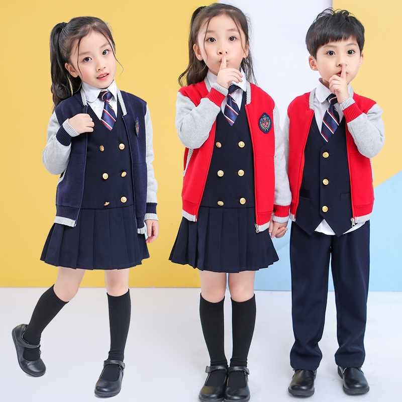 幼儿园园服西装校服套装马甲套装英伦学院风春秋毕业季小学生班服