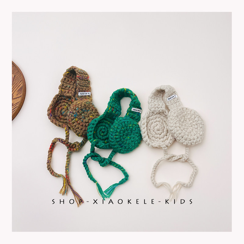 韩国复古手工儿童针织耳暖秋冬保暖耳套男女童宝宝耳罩毛线耳包潮