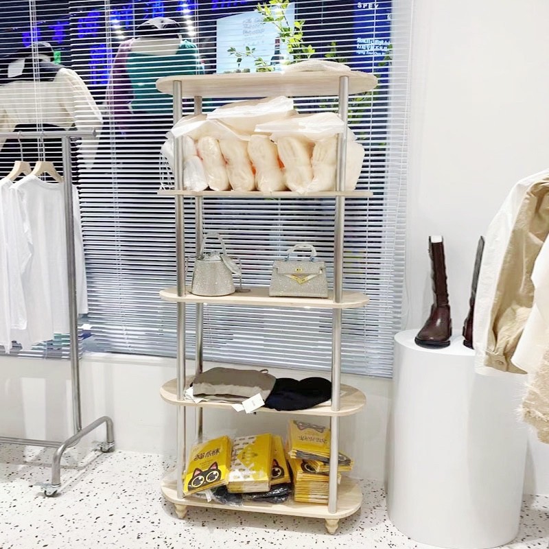 服装店置物架落地货架展示架女装童装橱窗包鞋中岛台实木多层新款