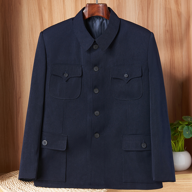 春秋季中山装男套装中老年唐装中式礼服男秋冬爷爷外套中山服单衣