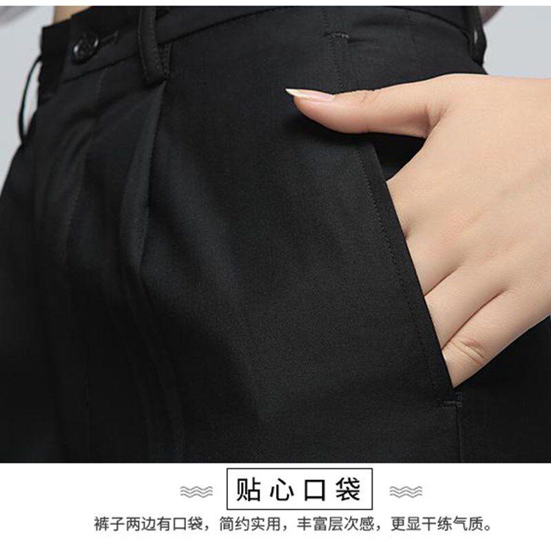 春夏女西裤直筒黑色职业长裤正装面试西装裤中高腰工作服薄工装裤