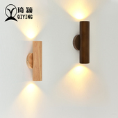 北欧日式 复古中古风背景墙氛围墙壁灯 原木床头过道阳台壁灯新中式