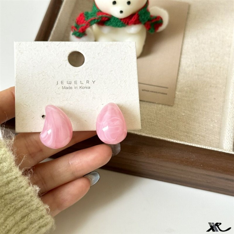 夏日青提!树脂水滴耳钉!清新小众耳环冷淡风亚克力耳饰品盘发器