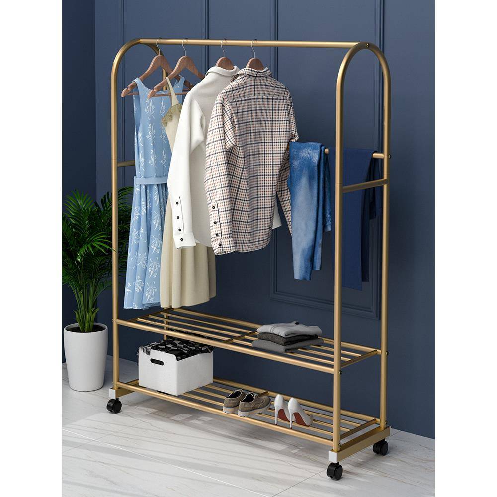 晾衣架家用落地挂衣架卧室内单杆式网红阳台折叠简易凉衣服架子