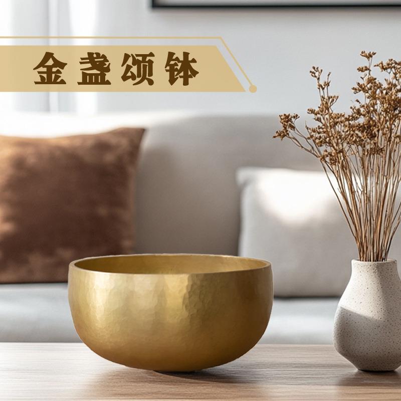 手工古法锻造金盏颂钵铜钵铜碗唱歌碗瑜伽音疗冥想正念静心音钵