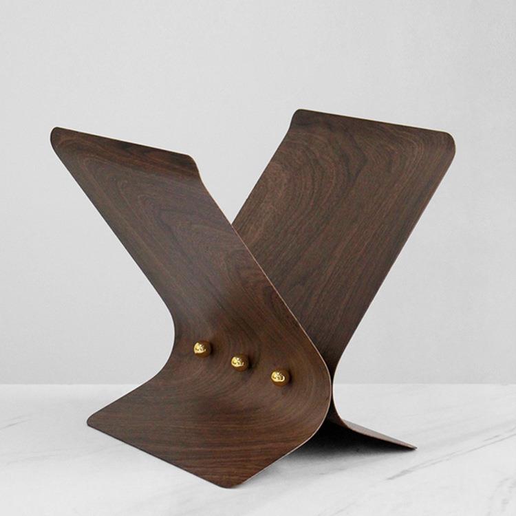 现代轻奢金属杂志架书报架摆件书房样板间收纳架售楼大厅软装