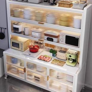厨房置物架家用防尘餐边柜靠墙一体储物柜落地多层微波炉收纳柜子