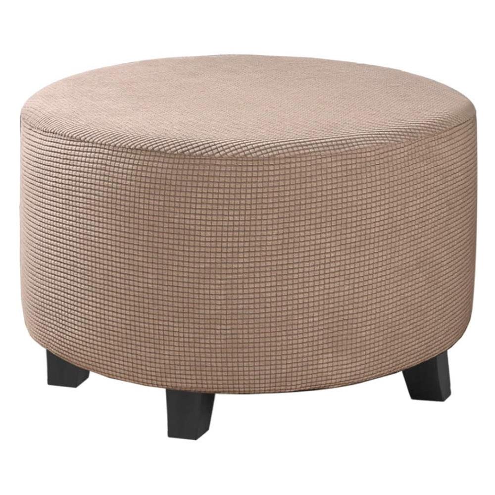 跨境加厚简约纯色圆形矮凳搁脚凳罩弹力全包沙发脚蹬套沙发套