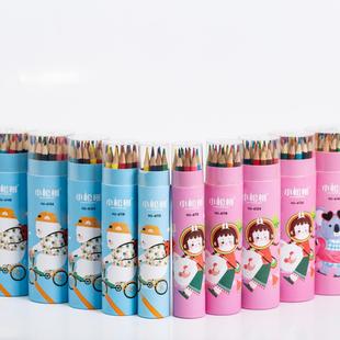 热销小松树12色24色油性彩色铅笔纸筒装学生画画专业绘图油性彩铅