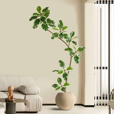 仿真绿植橡皮树盆栽高端轻奢室内客厅落地装饰高级仿生植物摆件