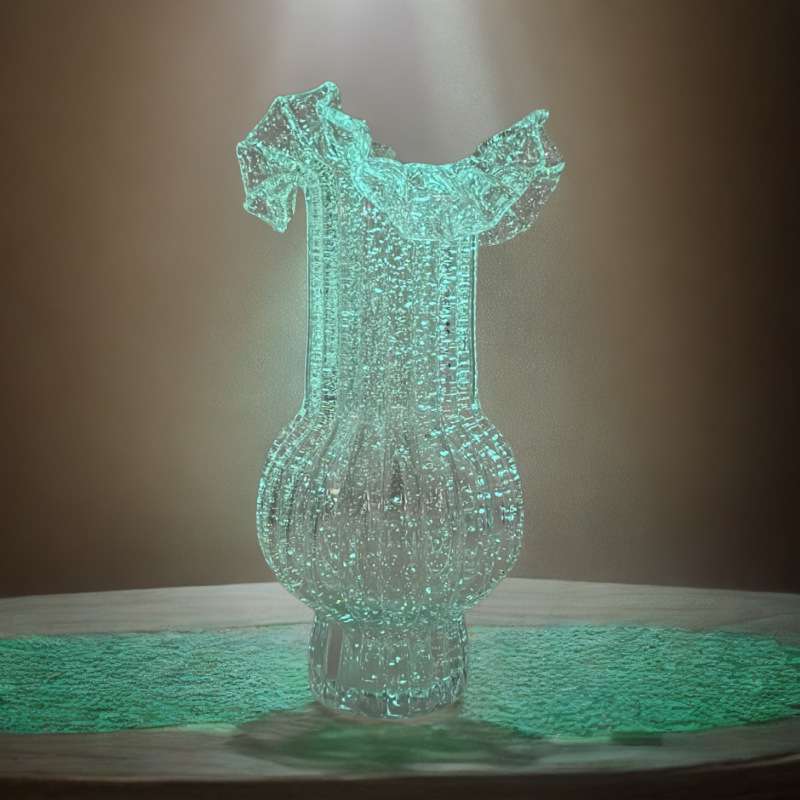 网红百褶裙夜光荧光玻璃花瓶插花高颜值创意简约水养玫瑰百合花器