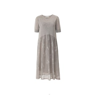 AUM噢姆夏季 宽松文艺松弛提花镂空针织肌理感连衣裙娃娃裙女 新款