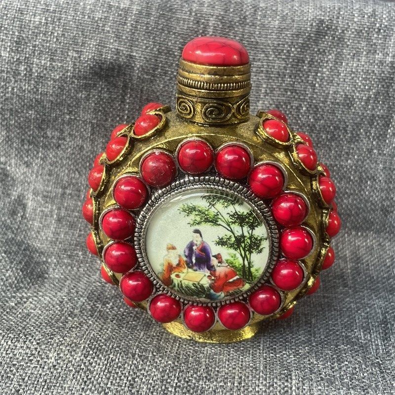 仿古内画鼻烟壶带勺把玩古董老货鼻烟具配饰古典鼻壶装饰工艺瓶子,特色手工艺,内画鼻烟壶,淘宝优惠券,粉丝福利购,淘宝优惠卷