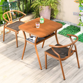 莫家阳台桌椅三件套网红茶桌小茶几休闲区布置户外铝椅子一桌二椅