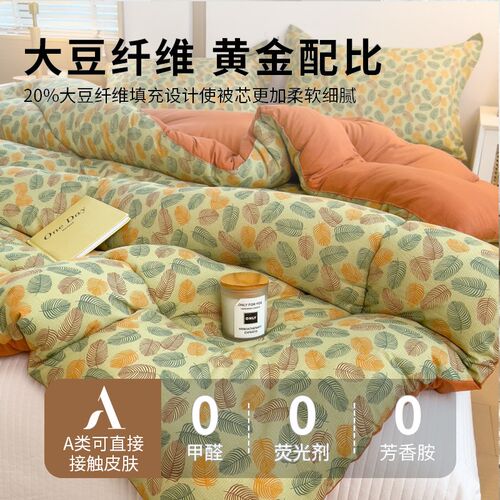 大豆纤维被子冬被春秋被A类双层纱被芯单人宿舍加厚保暖棉被冬天