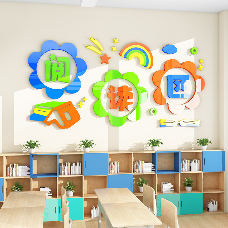 快乐阅读区墙面装饰幼儿园环创班级神器教室文化墙贴纸图书角布置,家居饰品,文化墙贴,淘宝优惠券,粉丝福利购,淘宝优惠卷