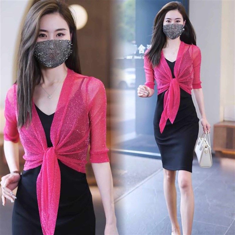 配裙子的上衣夏天穿的披肩网纱气质显瘦开衫吊带裙外搭罩衫短外套,女装/女士精品,蕾丝衫/雪纺衫,淘宝优惠券,粉丝福利购,淘宝优惠卷