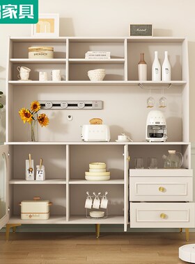轻法式餐边柜厨房一体靠墙储物柜微波炉柜客厅酒柜茶水柜6G251
