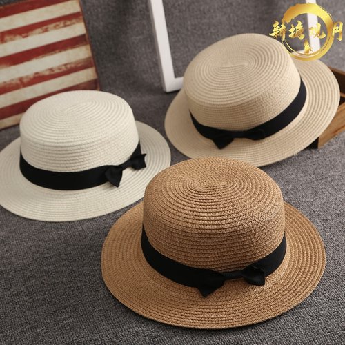 时尚巴拿马平顶平檐草帽礼帽男女士夏天出游百搭遮阳帽子太阳帽潮