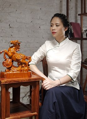 花梨木雕马到成功摆件实木质十二生肖马家居客厅办公室装饰工艺品