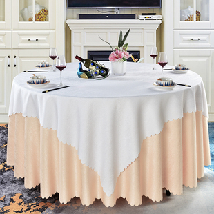新款酒店大圆桌布餐厅宴会饭店餐桌布布艺圆形桌布暗纹长方形台布