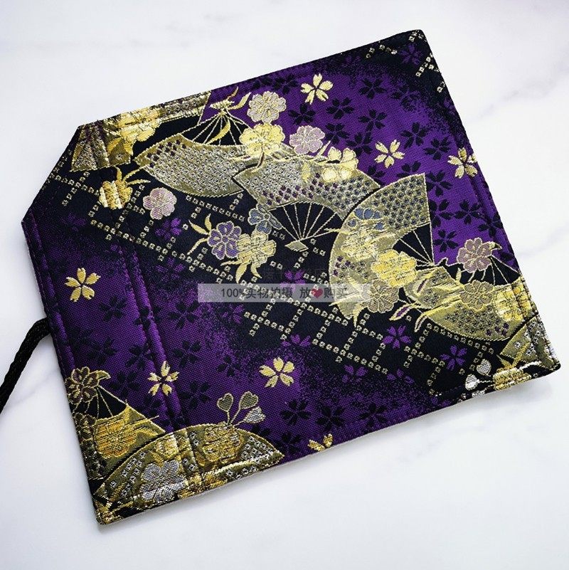 一诺千金手作紫色红色羽扇子织锦缎手工笔帘钢笔收纳包古风卷笔袋