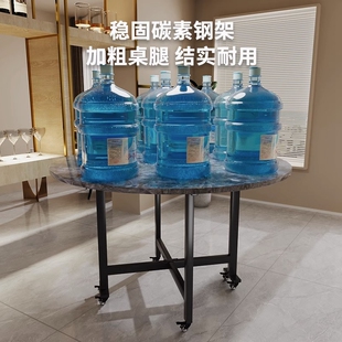 餐桌家用可摺叠移动圆桌轻奢摺叠桌饭桌小户型简易仿岩板桌子桌面