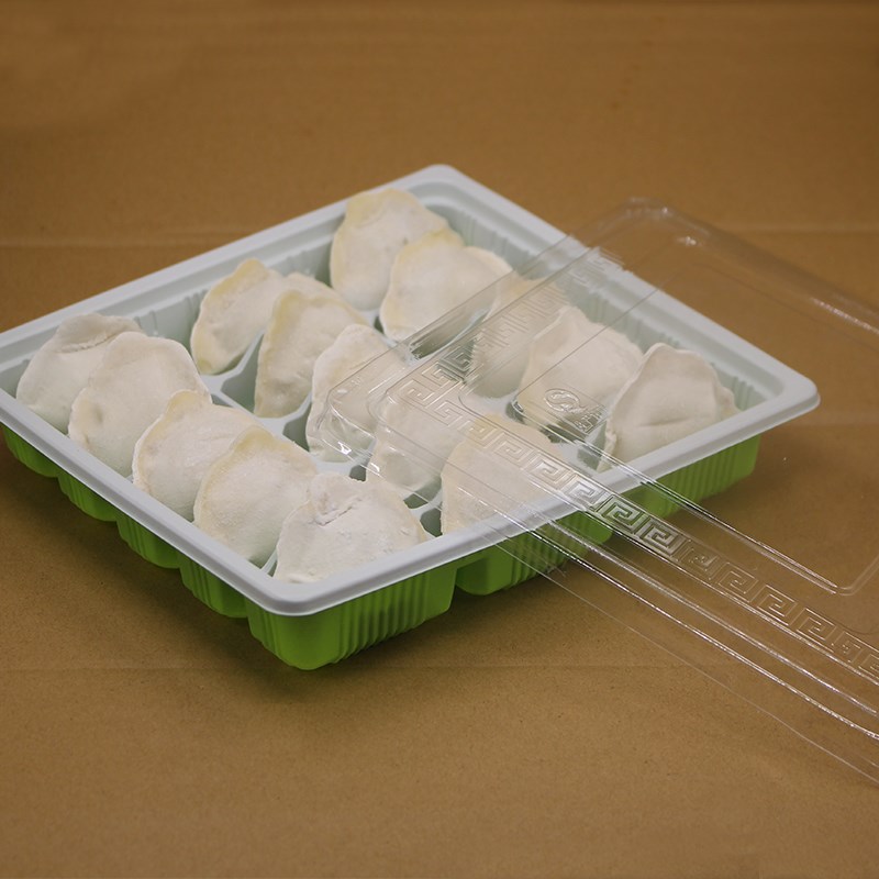 一次性饺子盒外卖打包餐盒冻水饺盒15 18 20格加厚带盖100只包邮