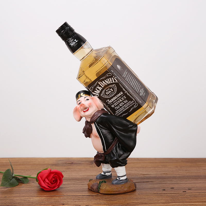 创意猪八戒红酒架摆件简约白酒葡萄酒瓶架子洋酒架红酒展示架酒托