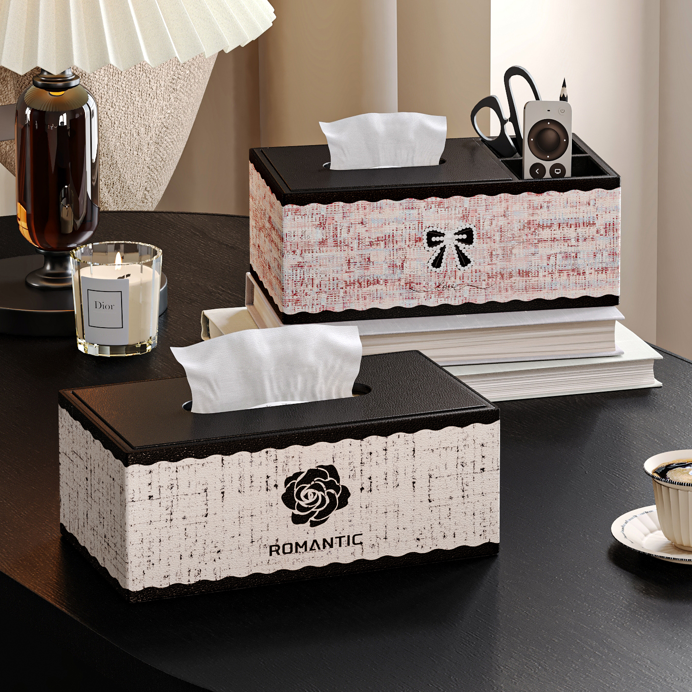 法式覆古纸巾盒家用客厅化妆室卫生纸盒遥控器2025新款茶几收纳盒