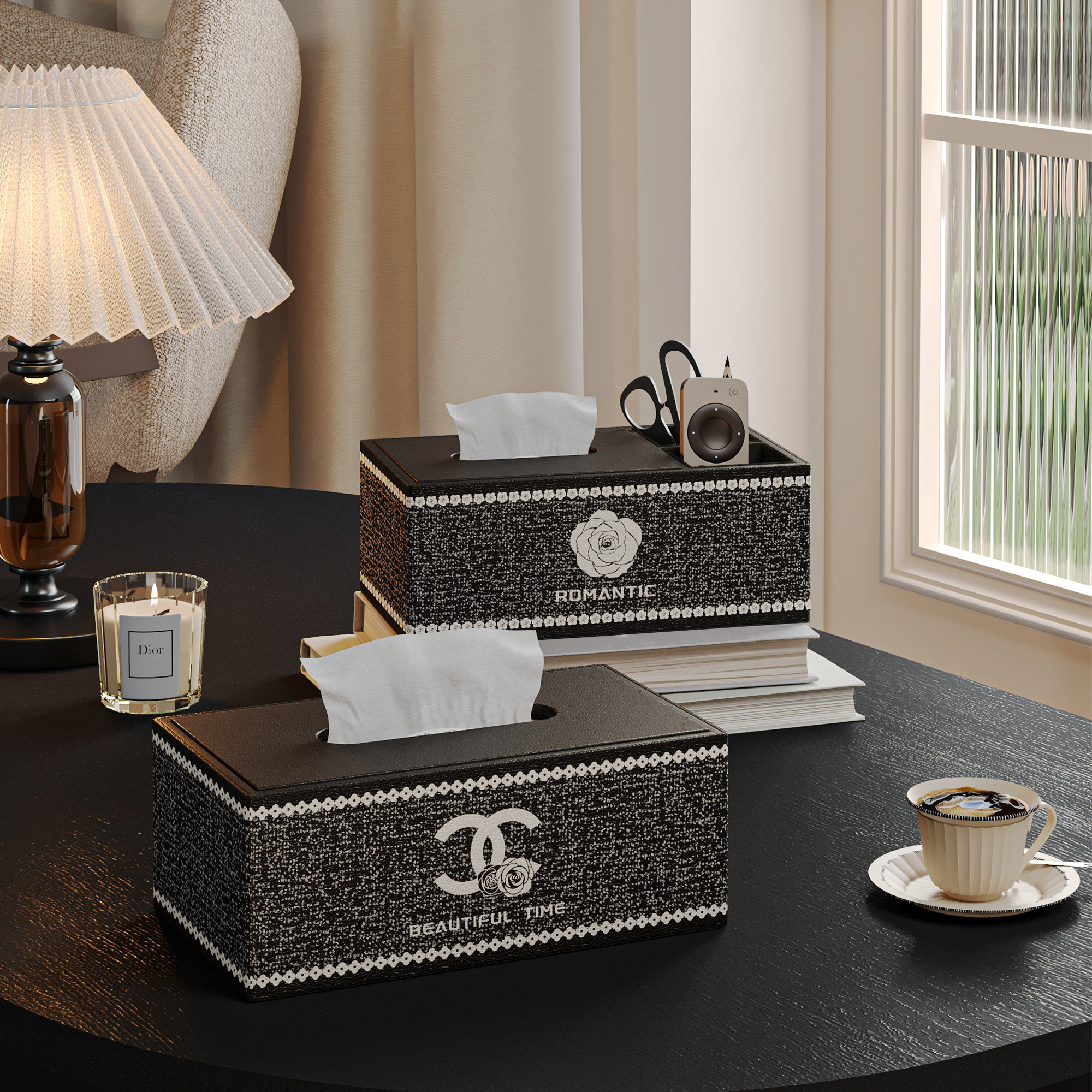 法式覆古纸巾盒家用客厅化妆室卫生纸盒遥控器2025新款茶几收纳盒