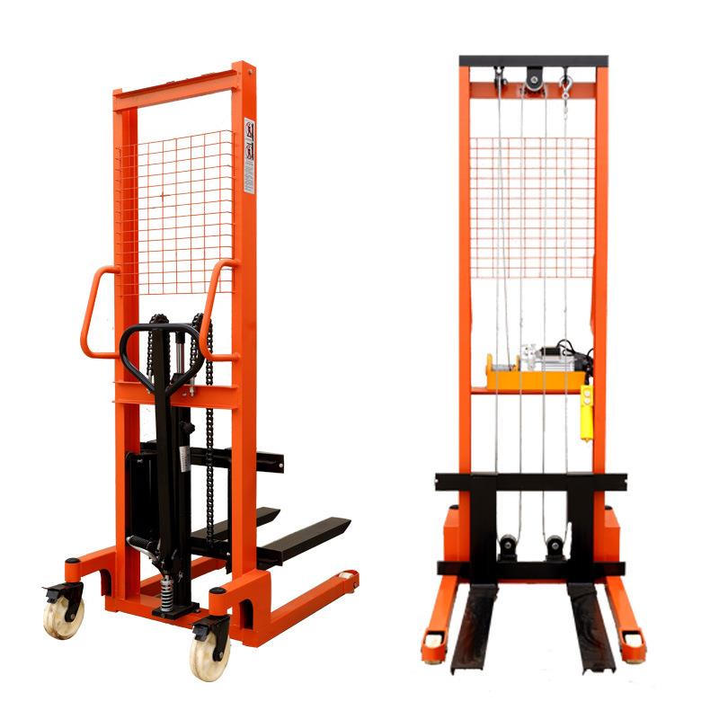 手动液压堆高车1吨220v家用小型升降叉车2吨搬运车电动堆高车