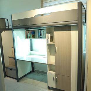 大学宿舍多功能组合床小居室公寓上床下桌实木床衣柜书桌一体床