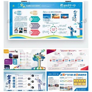 企业文化形象墙模板公司历程创意宣传栏喷绘设计PSD展板素材模板