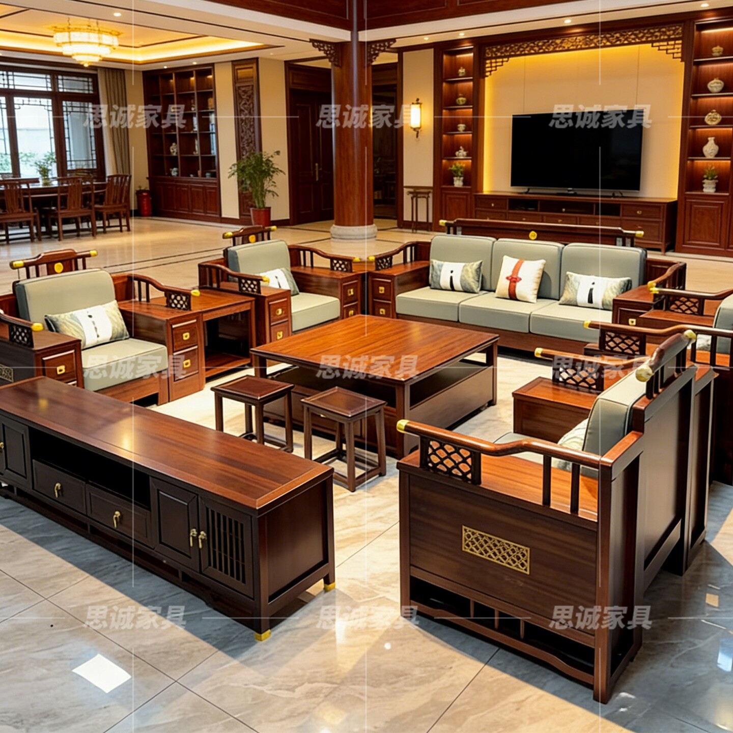 新中式实木沙发组合现代简约中式客厅酒店大户别墅中国风禅意家具