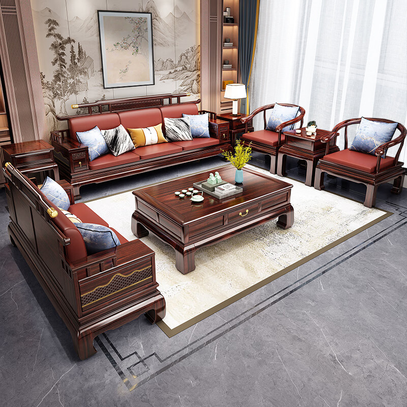 新中式乌金木全实木沙发别墅客厅2026新款大小户型冬夏两用沙发