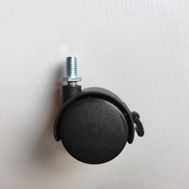 轮子万向轮刹车1.5寸4只装M8通用螺纹轮衣架桌子滑轮带轴静音脚轮