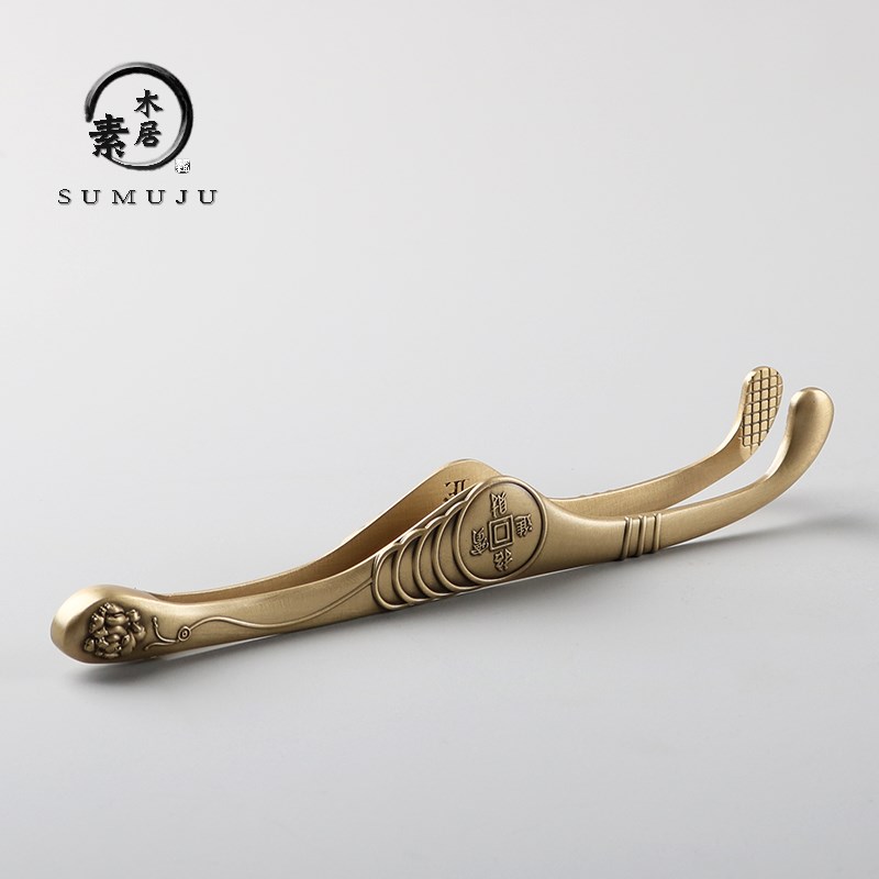 黄铜茶夹洗杯夹 功夫茶镊子茶杯夹 纯铜茶夹子茶具配件茶道包邮