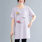 女装 胖mm夏装 2020新款 大码 大号纯棉遮肚短袖 T恤宽松200斤显瘦上衣
