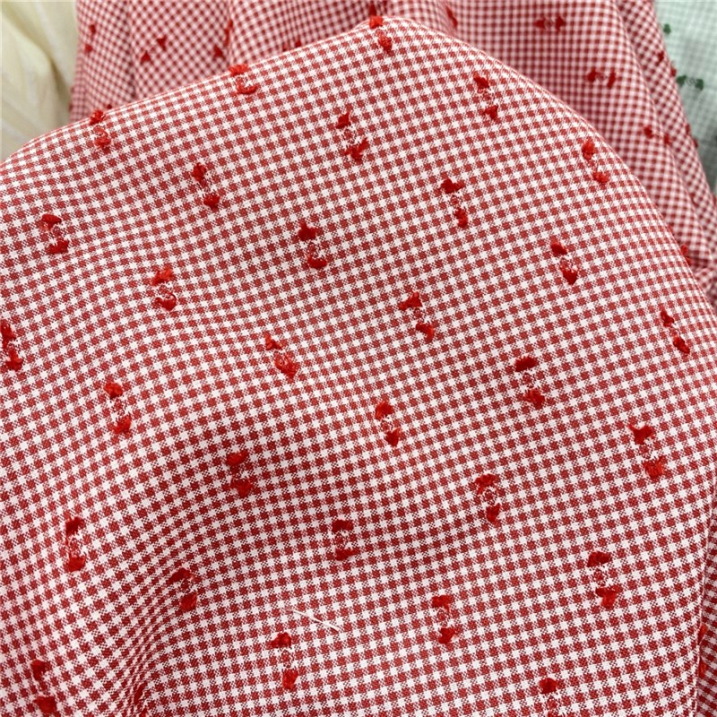 色织格子提花毛球布料做DIY手工娃衣长裙子服装发圈抱枕桌布面料