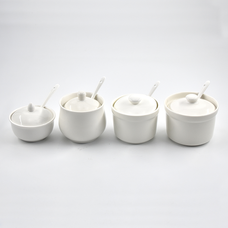 白色陶瓷调味罐油盐味精瓶醋壶辣椒缸套装商用饭店厨房家用组合料