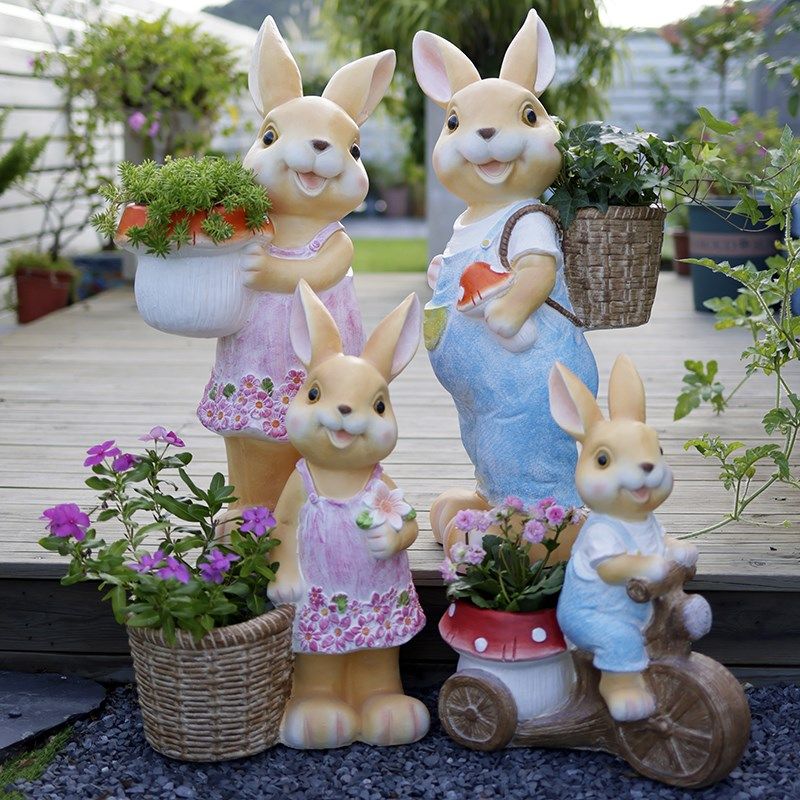户外卡通小兔子造型花盆院子花园装饰摆件阳台庭院造景景观布置,家居饰品,花盆,淘宝优惠券,粉丝福利购,淘宝优惠卷