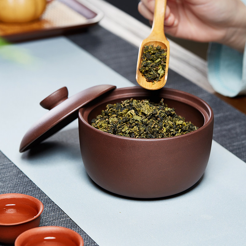 紫砂茶叶罐茶叶存储罐密封罐陶瓷普洱茶醒茶罐家用散茶收纳盒高端