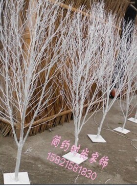 白树枝白树干装饰造型树婚庆影楼装饰树杈枯枝喷白树摆放圣诞树