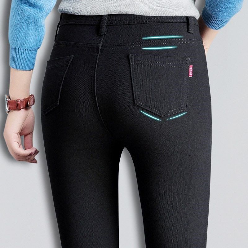 加长版高个子女裤秋冬加绒打底裤女外穿高腰加厚小脚裤弹力铅笔裤