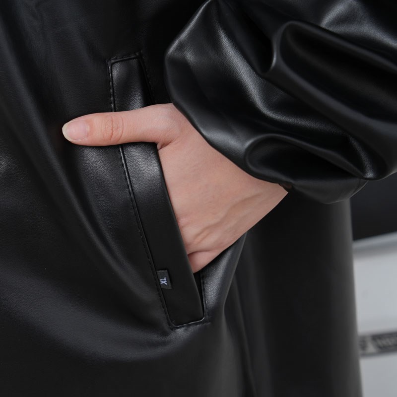 长款皮衣工作服女式春秋皮套装皮裤防水防油养殖保洁劳保外套艾贝