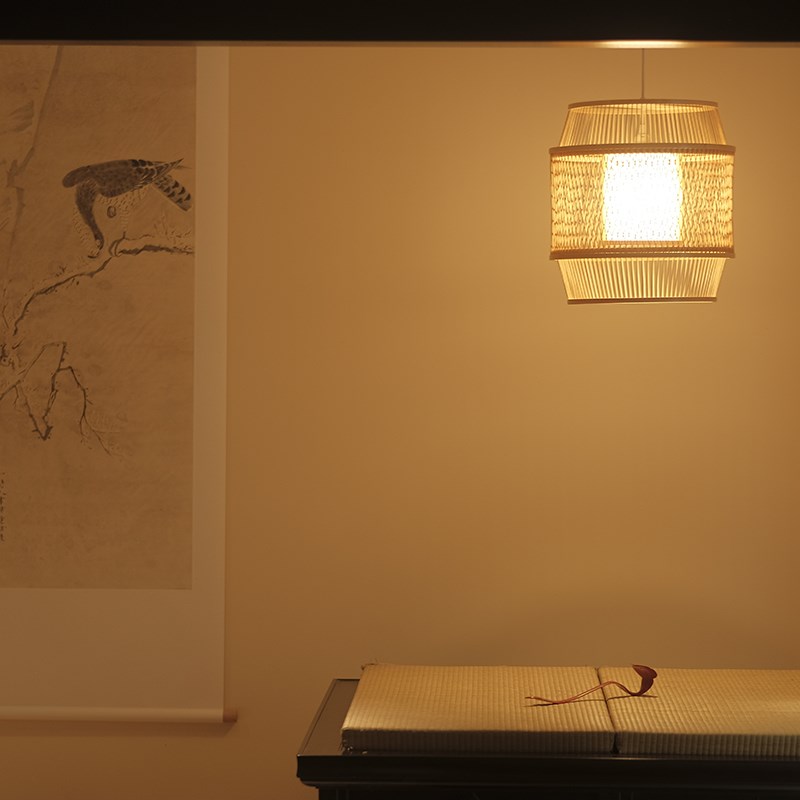 十竹九造 日式中式竹编灯 卧室书房榻榻米吊灯 禅意茶室藤编竹灯